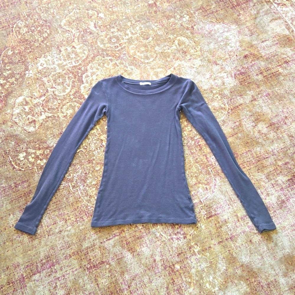 La Made Dark Grey Thermal Long Sleeve Top